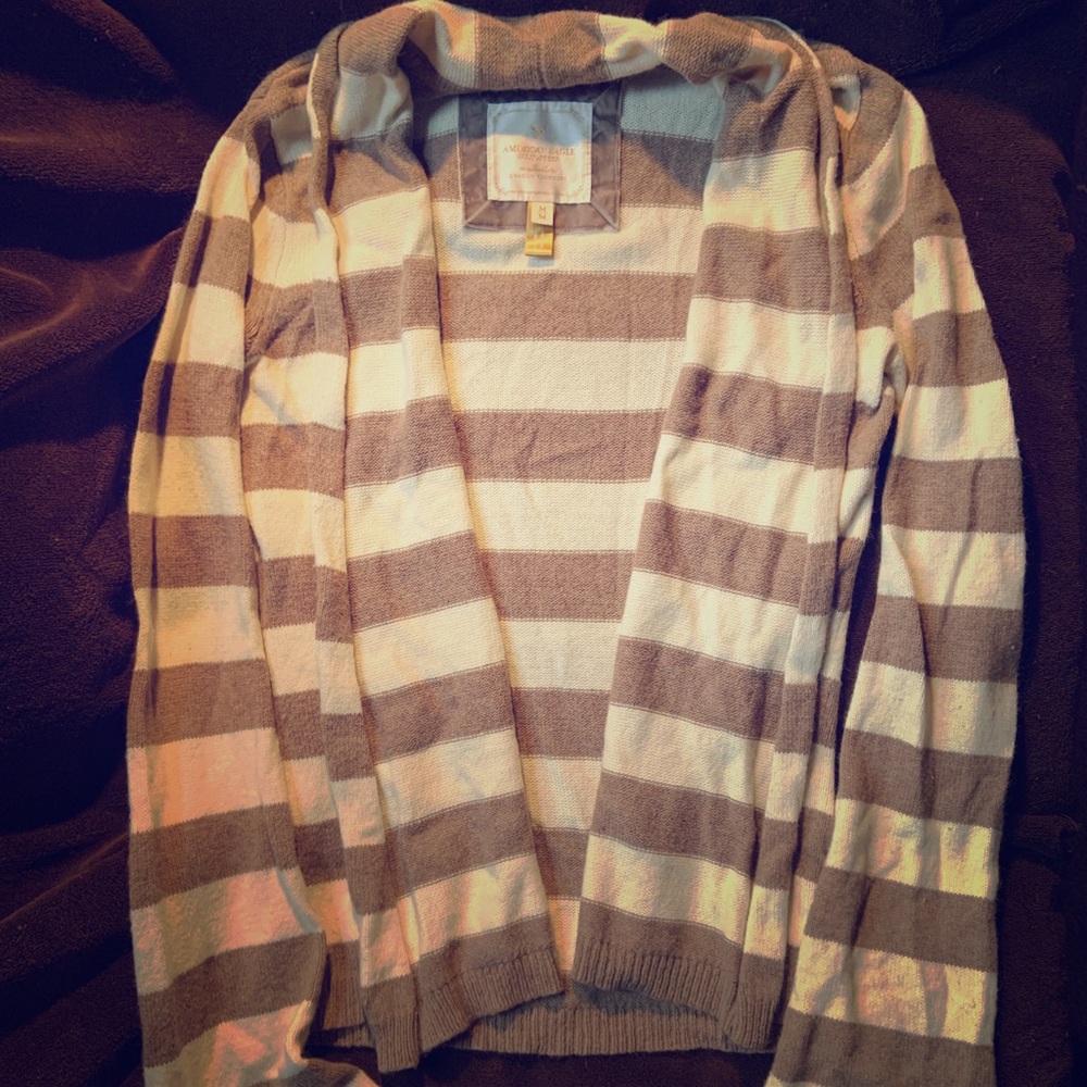 AE soft cream and tan cardigan